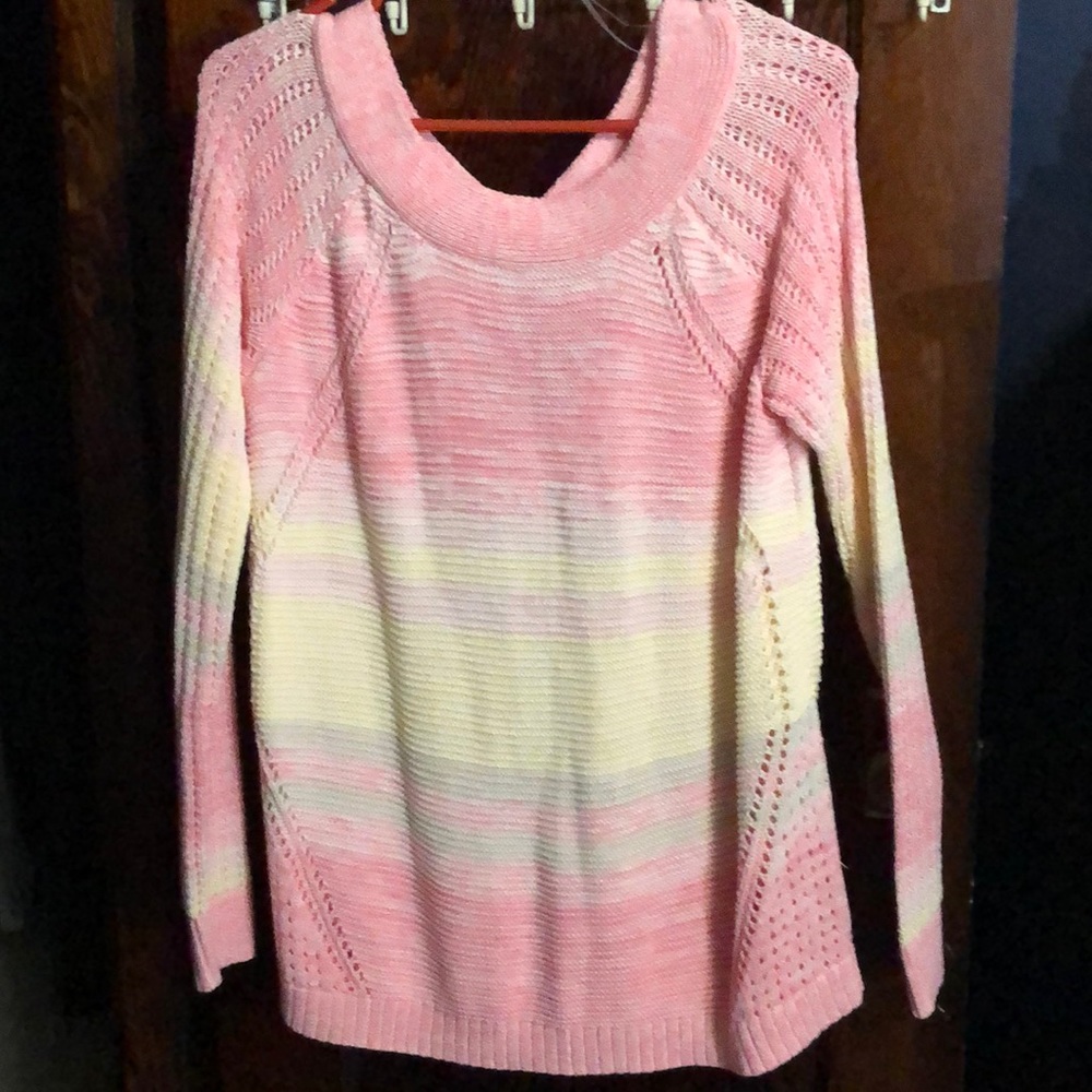 Maurices Pink yellow cream sweater
